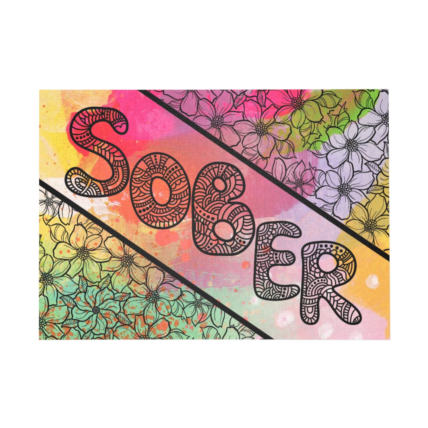 SOBER – Bold & Colorful Recovery Puzzle (Available in 252, 500, or 1000 Pieces)