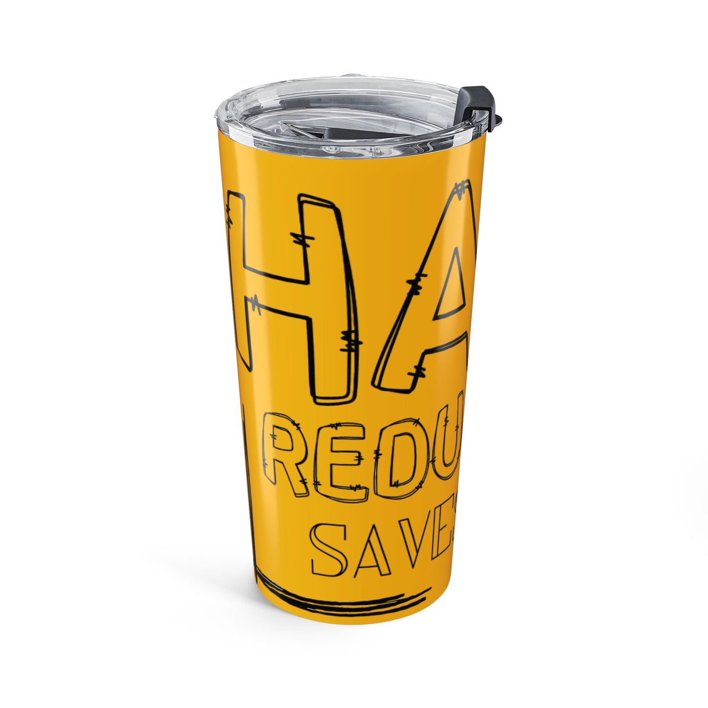 Harm Reduction Saves Lives – 20oz Yellow Tumbler