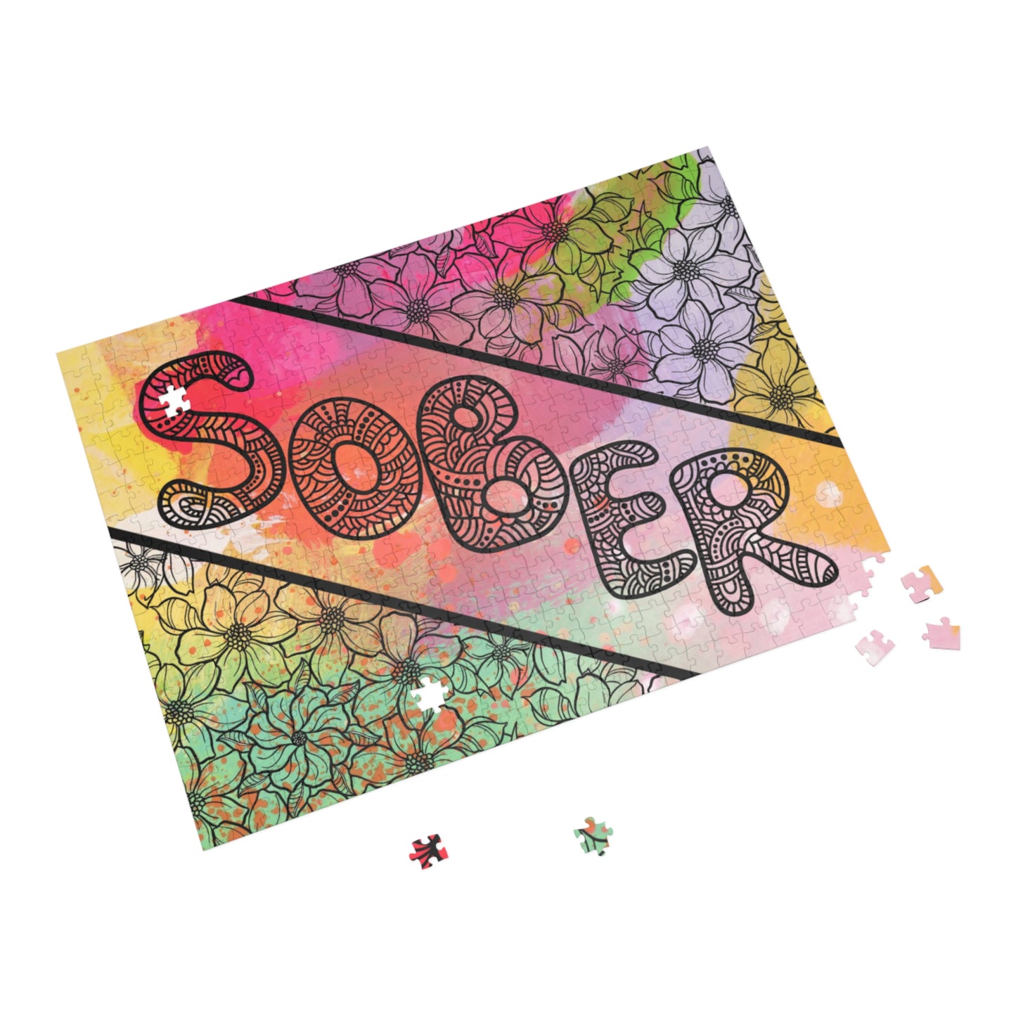 SOBER – Bold & Colorful Recovery Puzzle (Available in 252, 500, or 1000 Pieces)