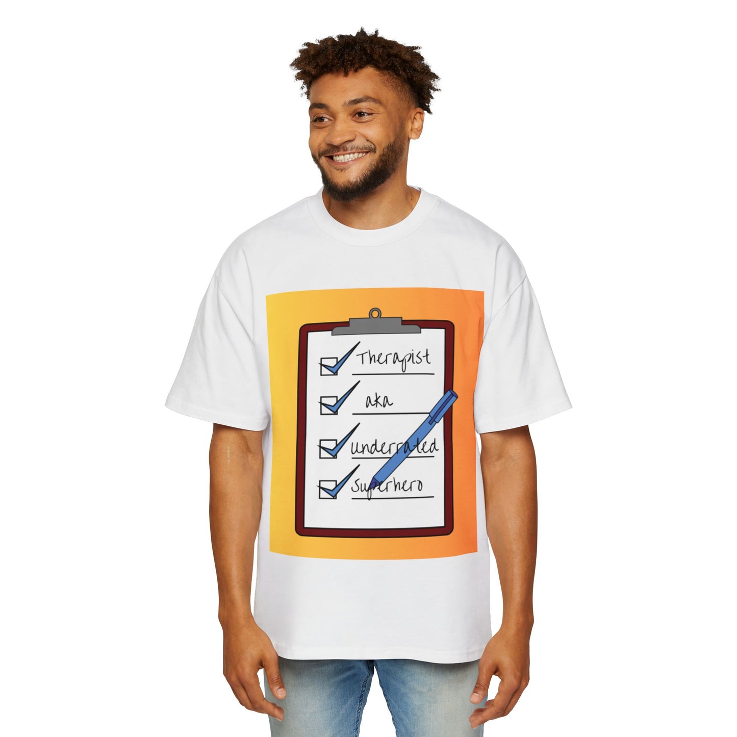 Men’s Oversized Tee – Therapist Superhero Edition