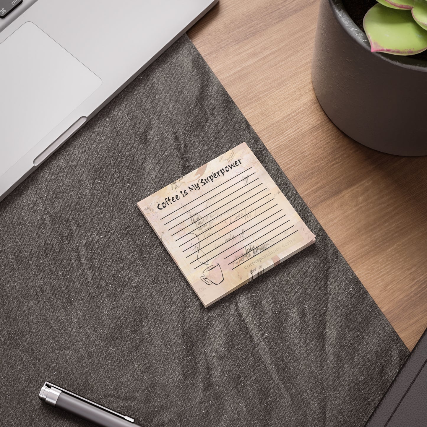 📒 Coffee Is My Superpower – Lined Sticky Notes