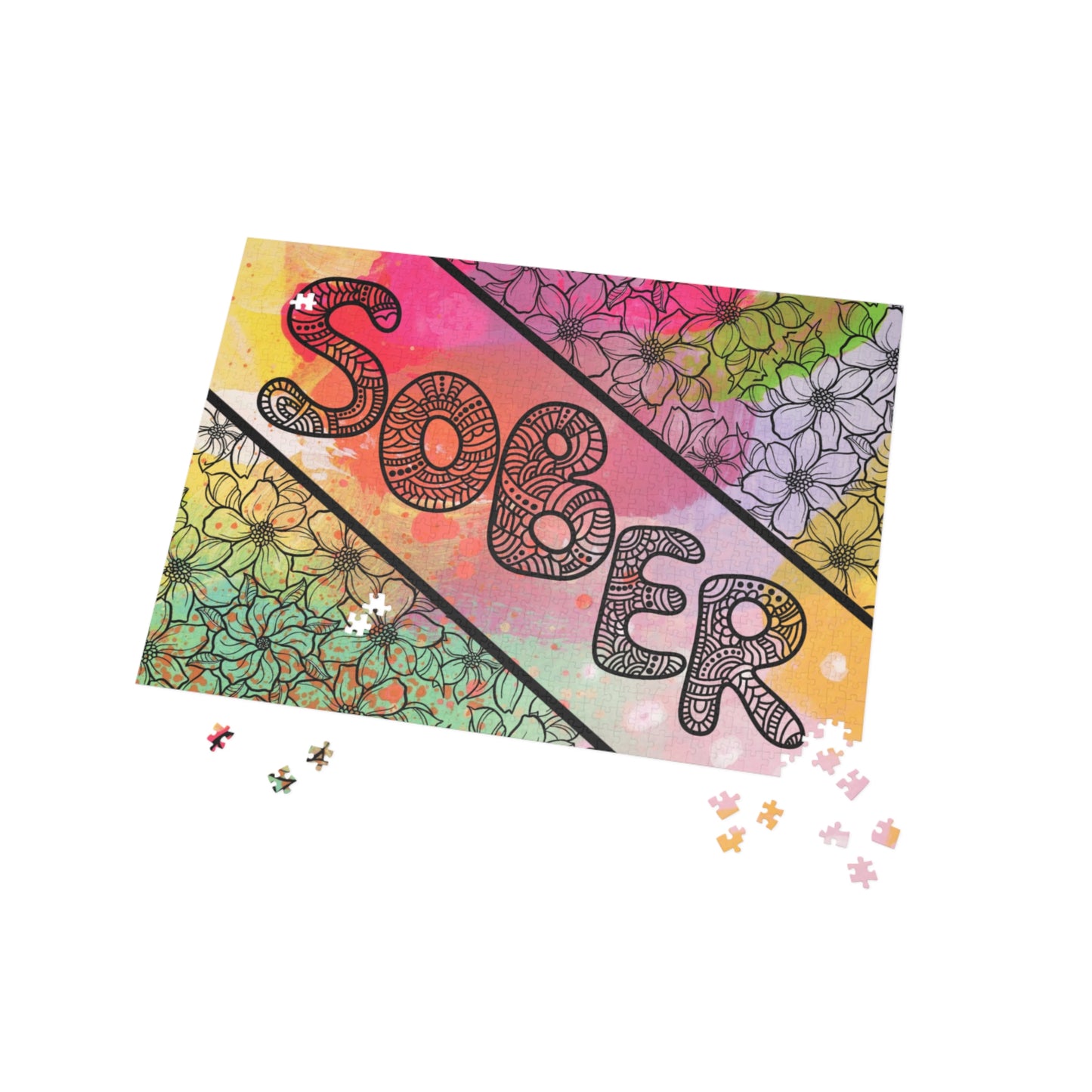 SOBER – Bold & Colorful Recovery Puzzle (Available in 252, 500, or 1000 Pieces)