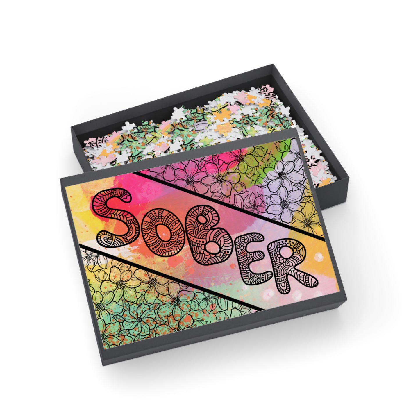 SOBER – Bold & Colorful Recovery Puzzle (Available in 252, 500, or 1000 Pieces)