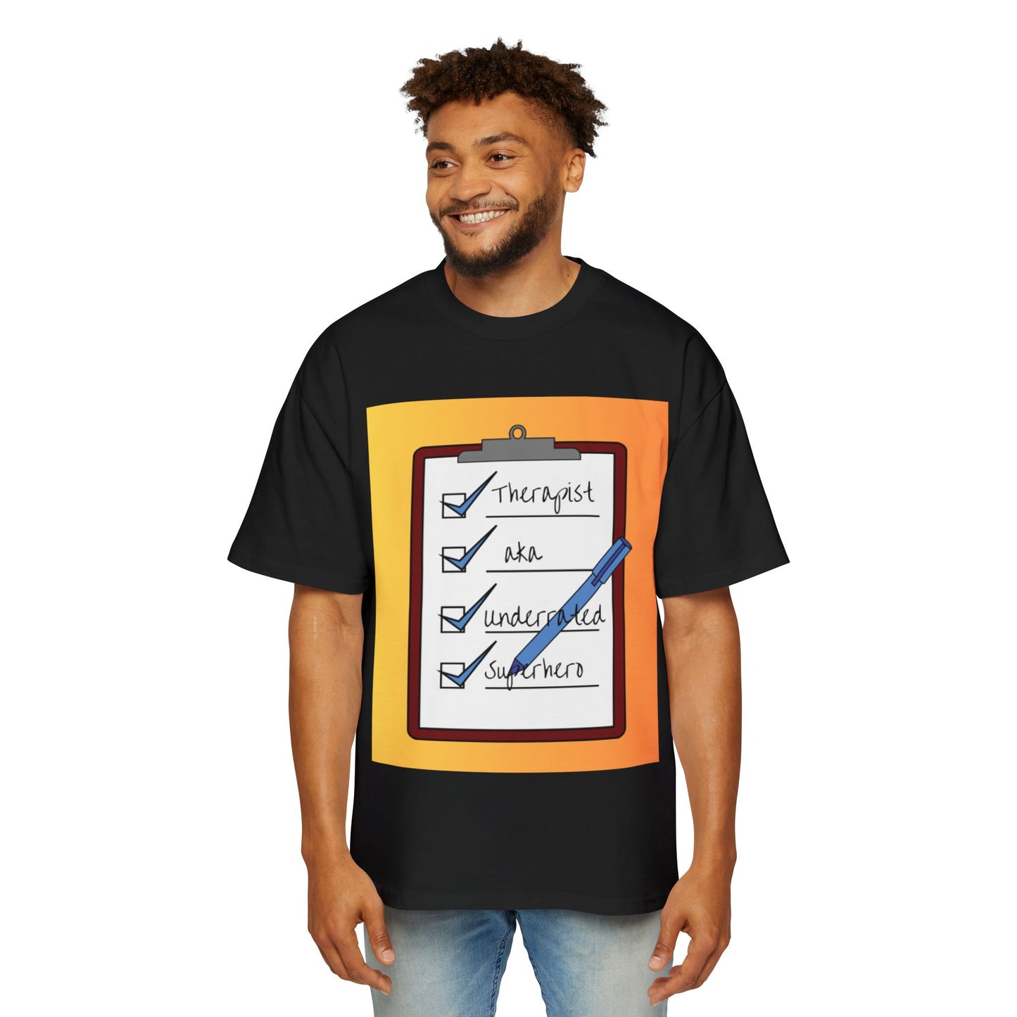 Men’s Oversized Tee – Therapist Superhero Edition