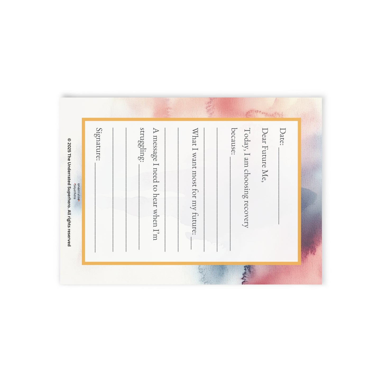 Letter to Myself – Guided Recovery Reflection Card with Envelope