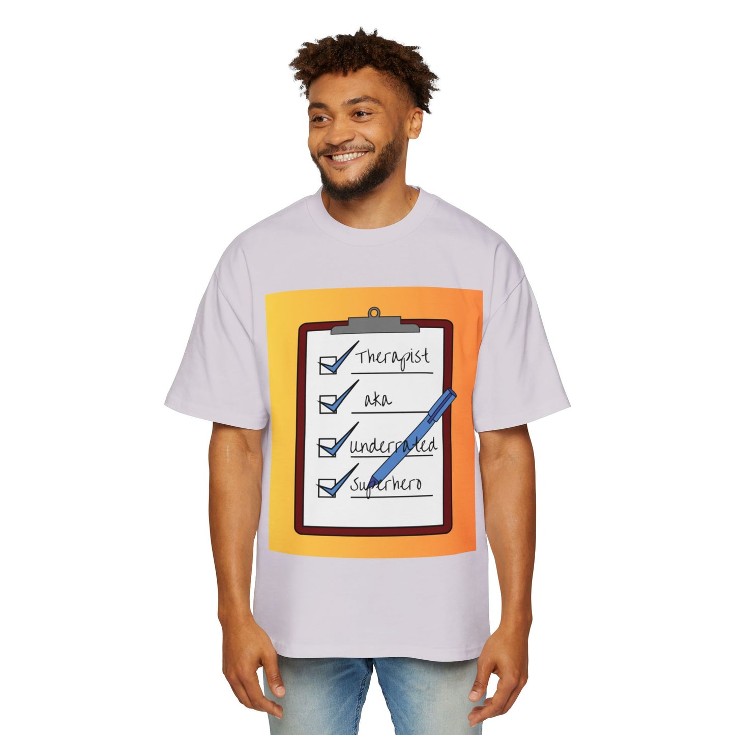 Men’s Oversized Tee – Therapist Superhero Edition