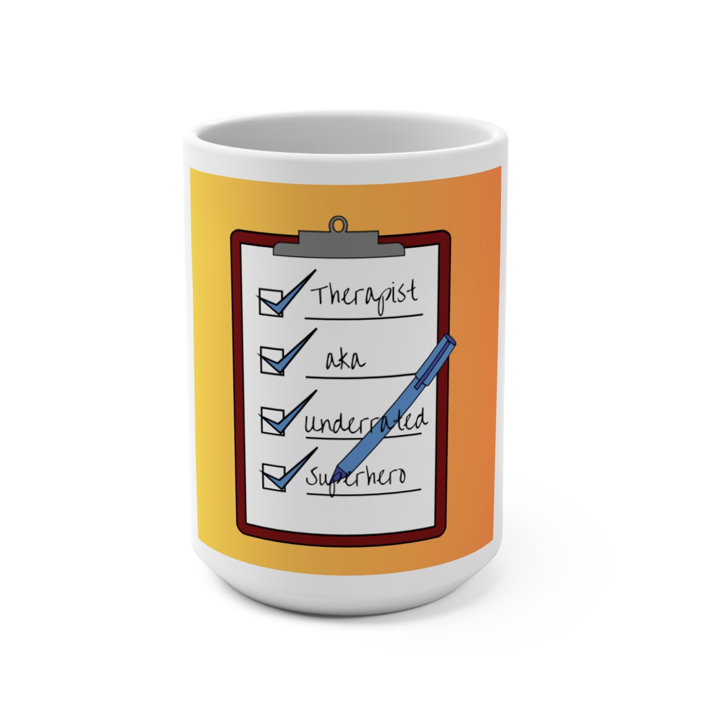 Checklist Mug – 15oz "Therapist. An. Underrated. Superhero."