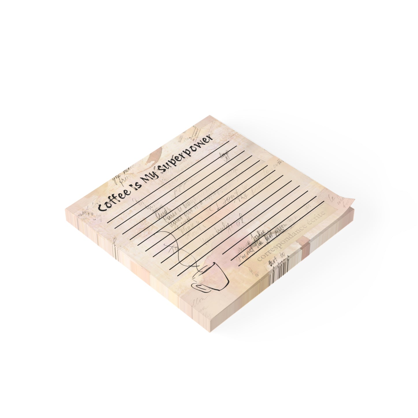 📒 Coffee Is My Superpower – Lined Sticky Notes
