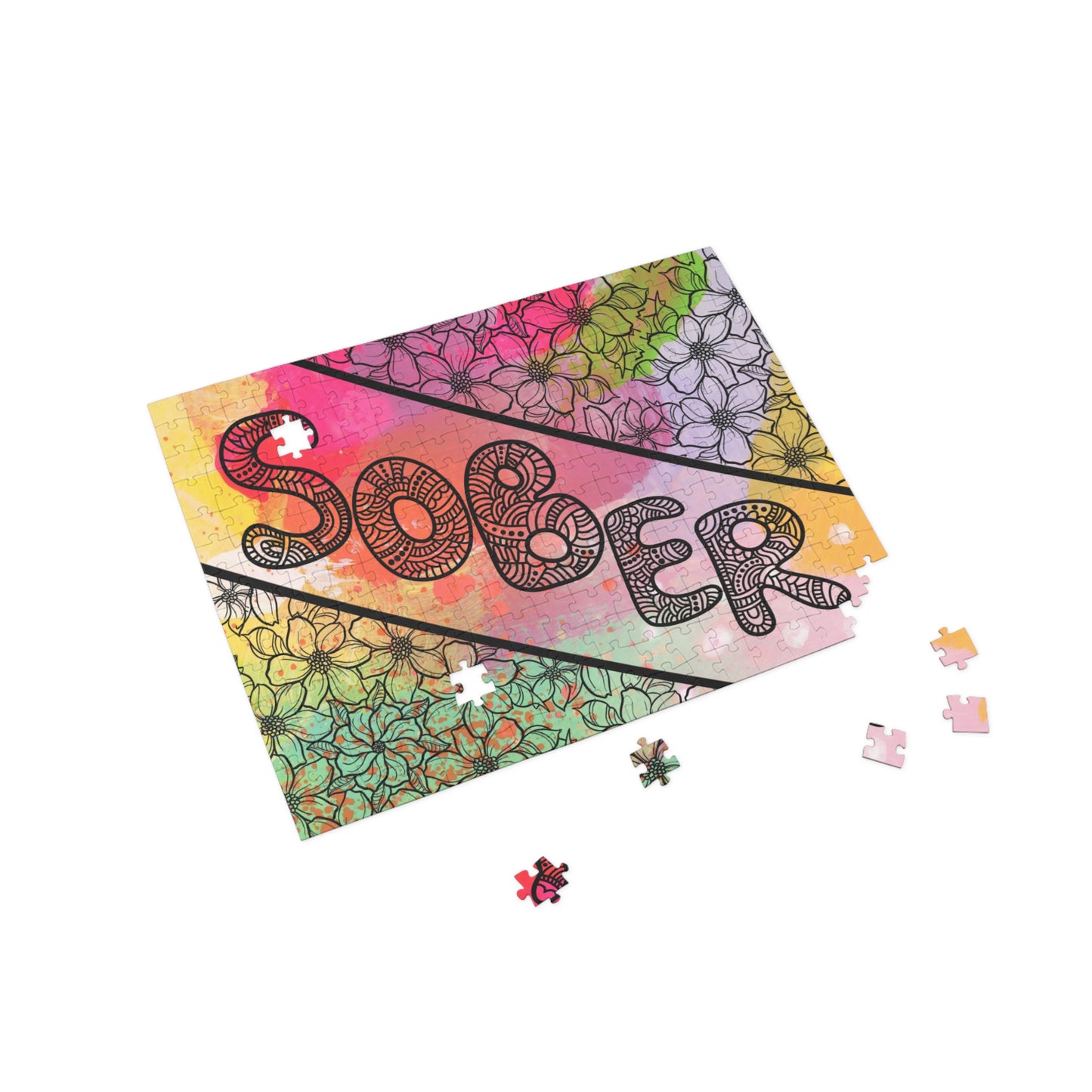 SOBER – Bold & Colorful Recovery Puzzle (Available in 252, 500, or 1000 Pieces)