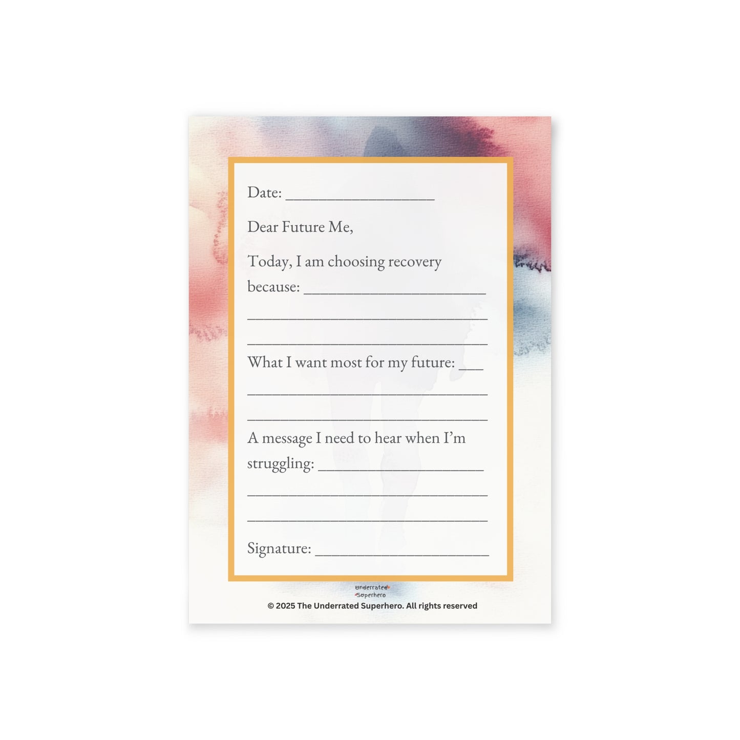 Letter to Myself – Guided Recovery Reflection Card with Envelope