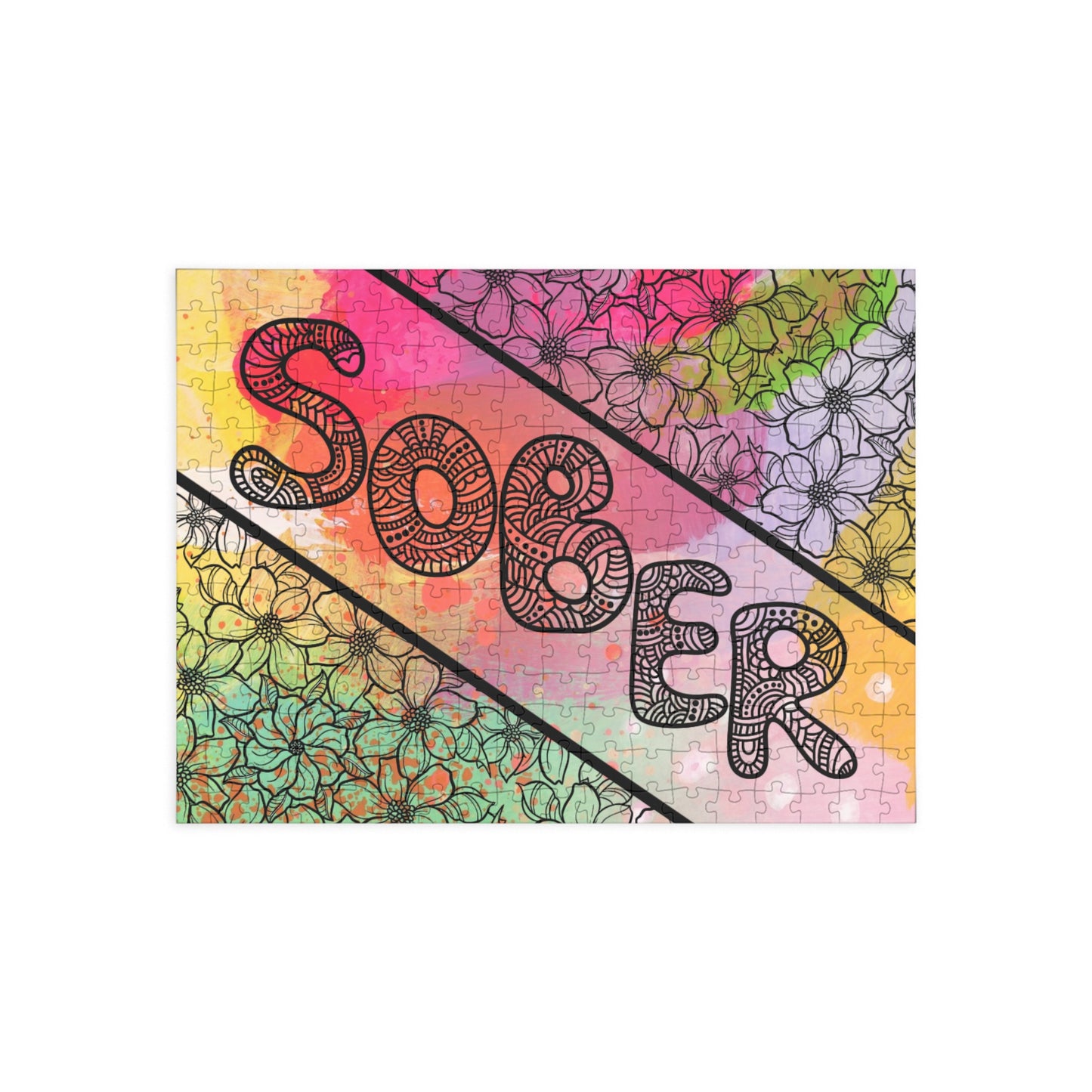 SOBER – Bold & Colorful Recovery Puzzle (Available in 252, 500, or 1000 Pieces)