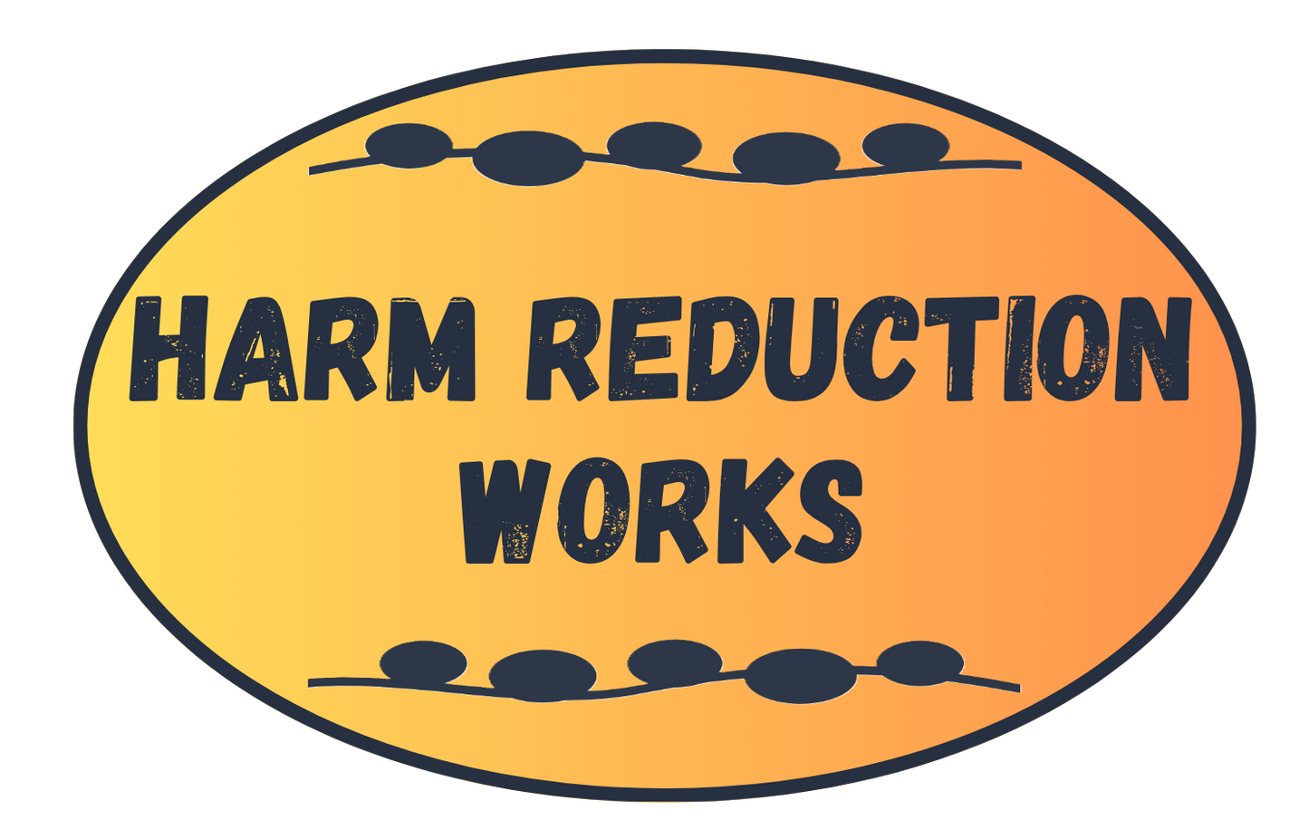 Harm Reduction Works Sticker - Oval (Orange Gradient)