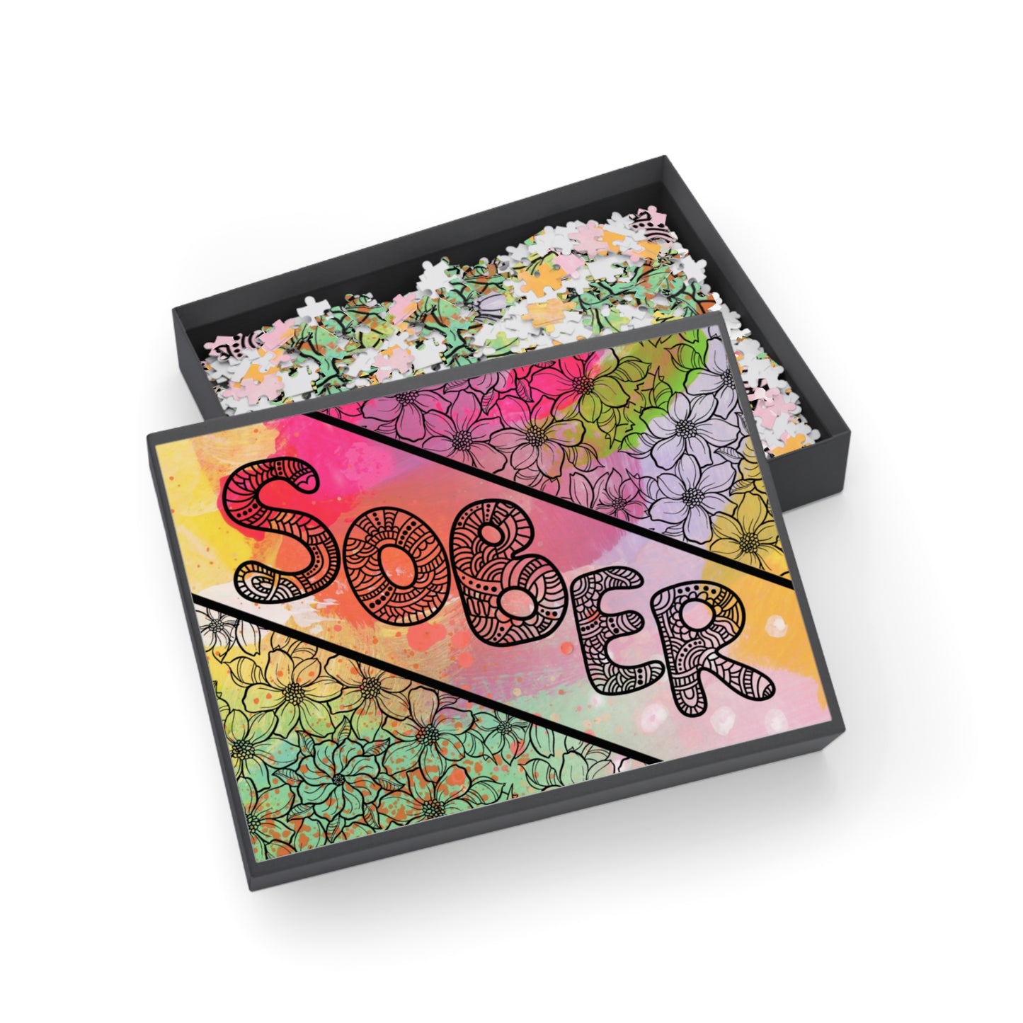 SOBER – Bold & Colorful Recovery Puzzle (Available in 252, 500, or 1000 Pieces)
