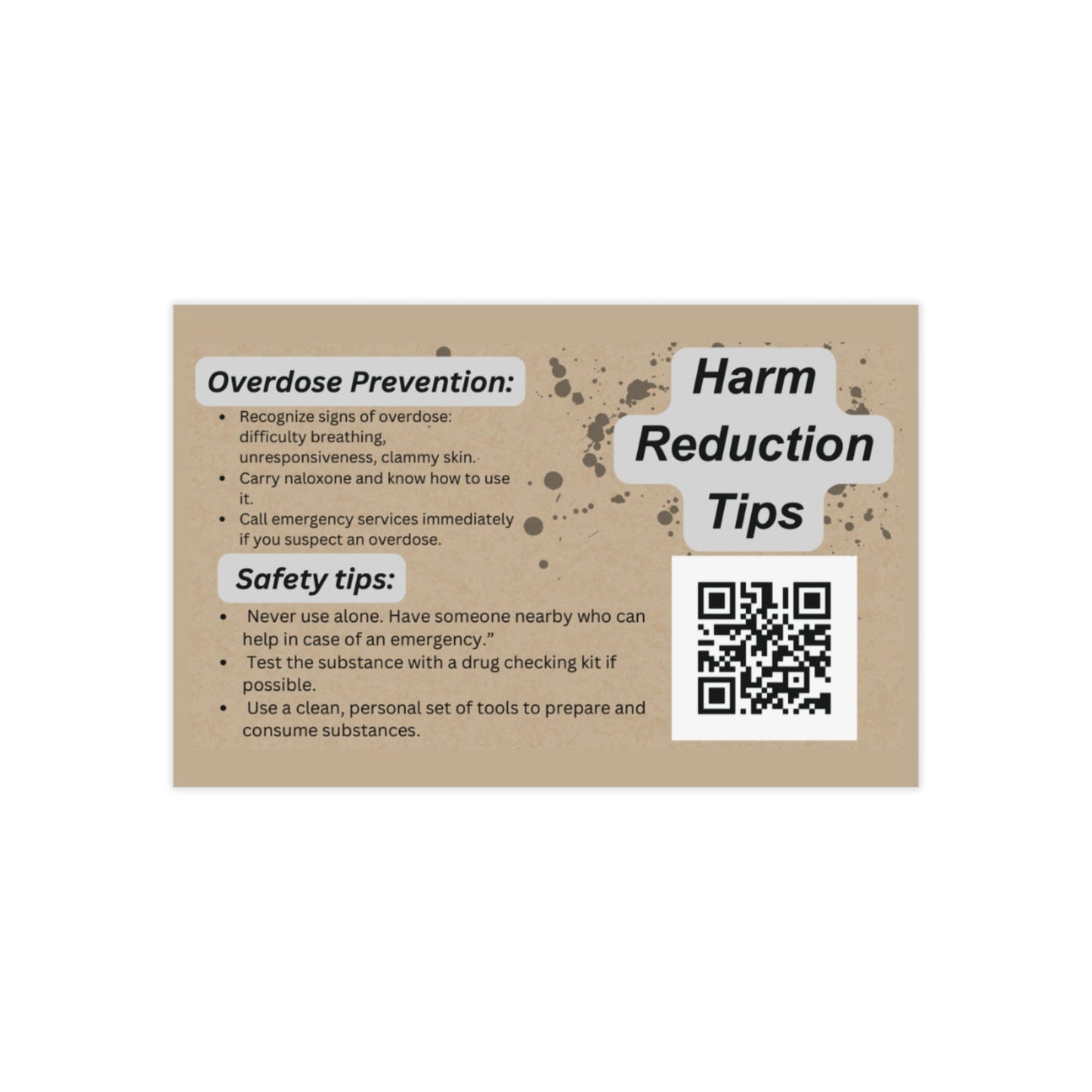 🩺 Harm Reduction Tips – Emergency Prep Wallet Cards (Set of 100)
