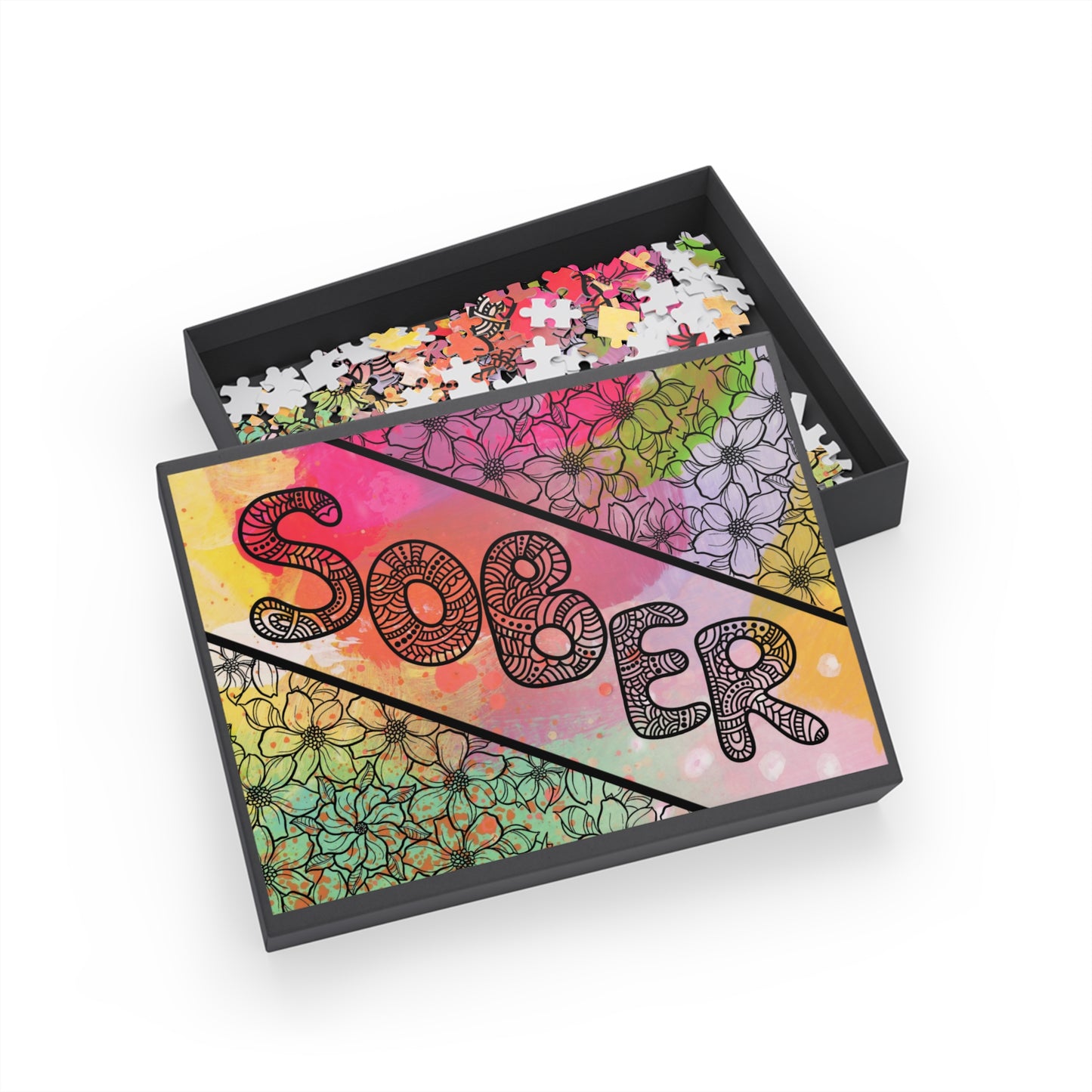 SOBER – Bold & Colorful Recovery Puzzle (Available in 252, 500, or 1000 Pieces)