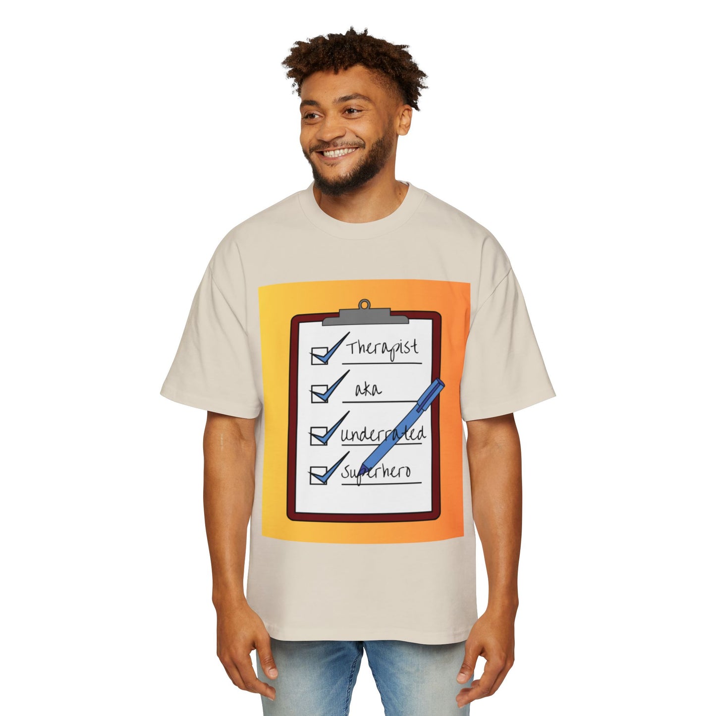 Men’s Oversized Tee – Therapist Superhero Edition