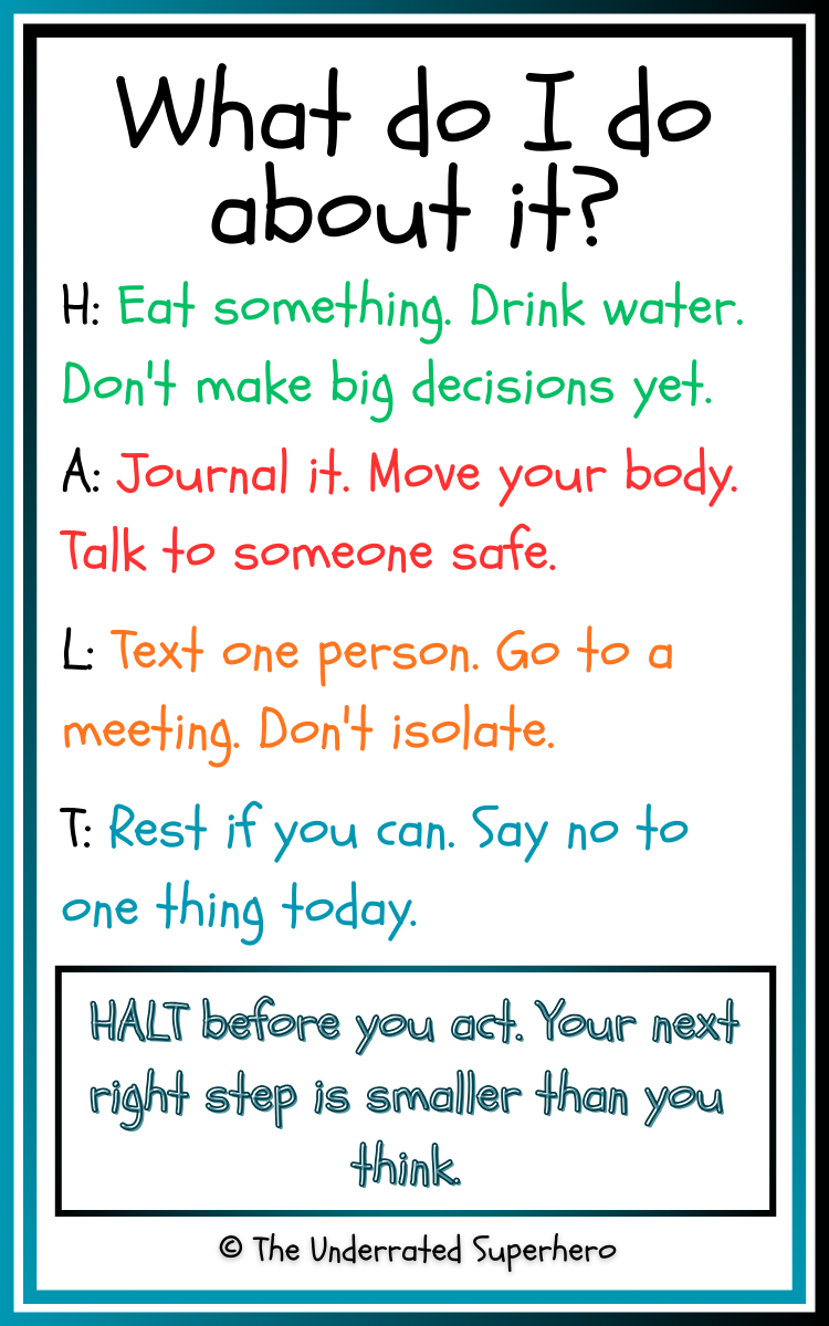 HALT Check-In Card — Hungry, Angry, Lonely, Tired