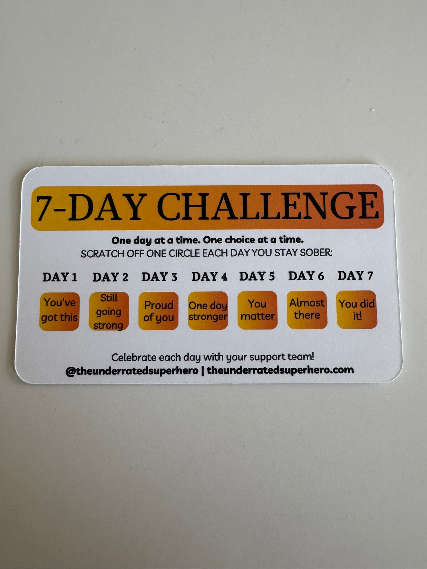 7-Day Challenge Cards - 4-Pack | Scratch-Off Motivation for Recovery