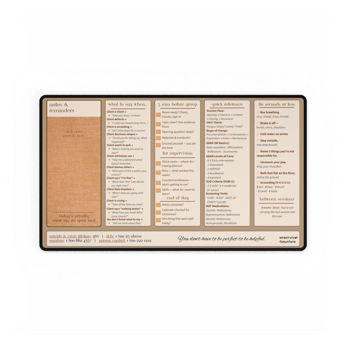 The Clinician's Desk Mat · Substance Use Counselor's Reference & Self-Care Companion