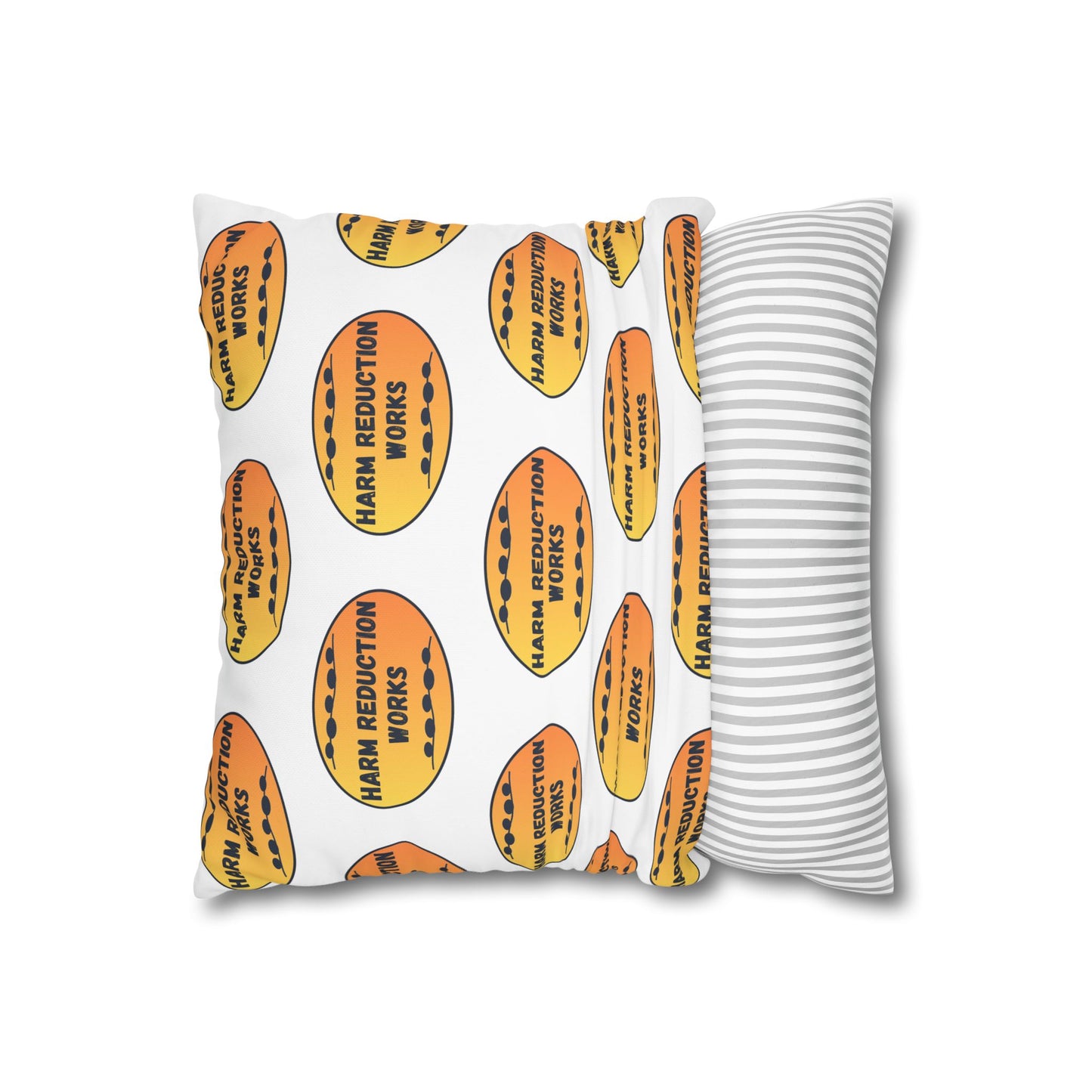 Harm Reduction Saves Lives - Pattern Throw Pillow (Bold Orange)