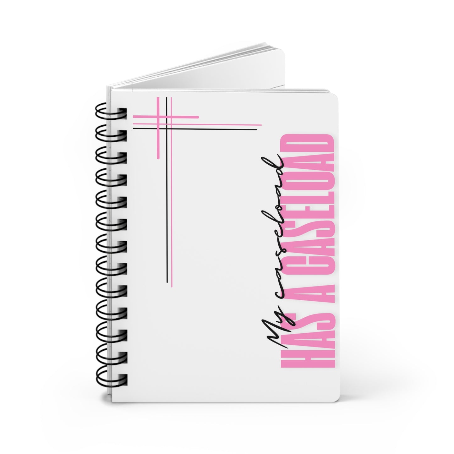 Spiral Journal for Counselors — "My Caseload Has a Caseload" | Pink Geometric