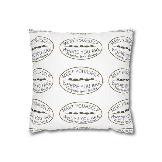 Meet Yourself Where You Are - Pattern Throw Pillow (Warm Gold)