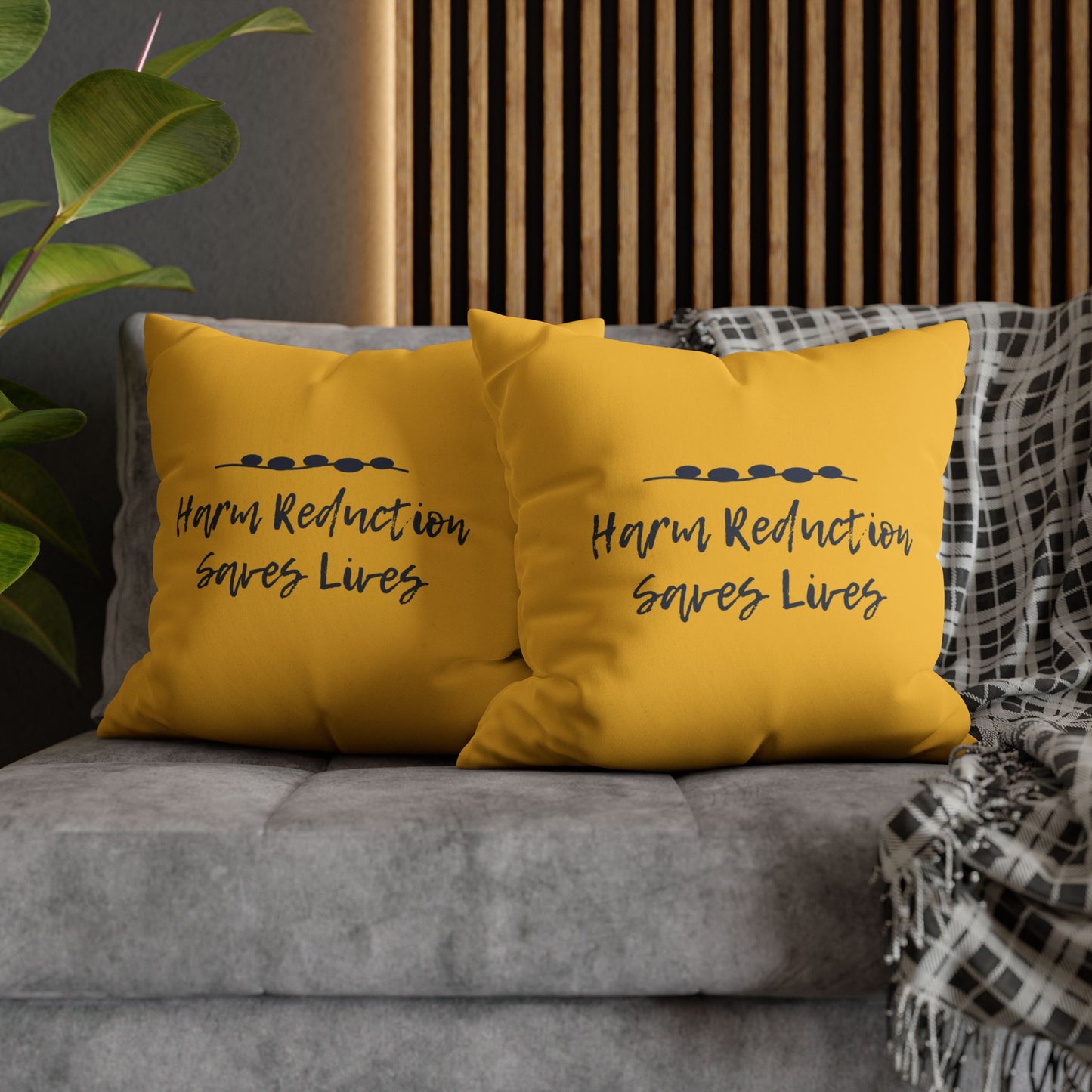 Harm Reduction Saves Lives - Throw Pillow (Yellow)