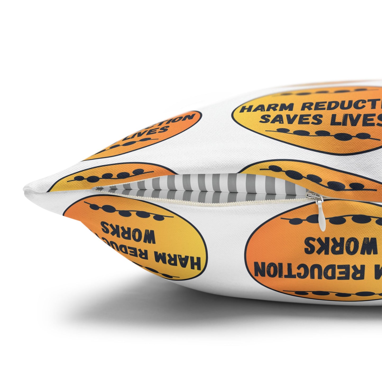 Harm Reduction Saves Lives - Pattern Throw Pillow (Bold Orange)