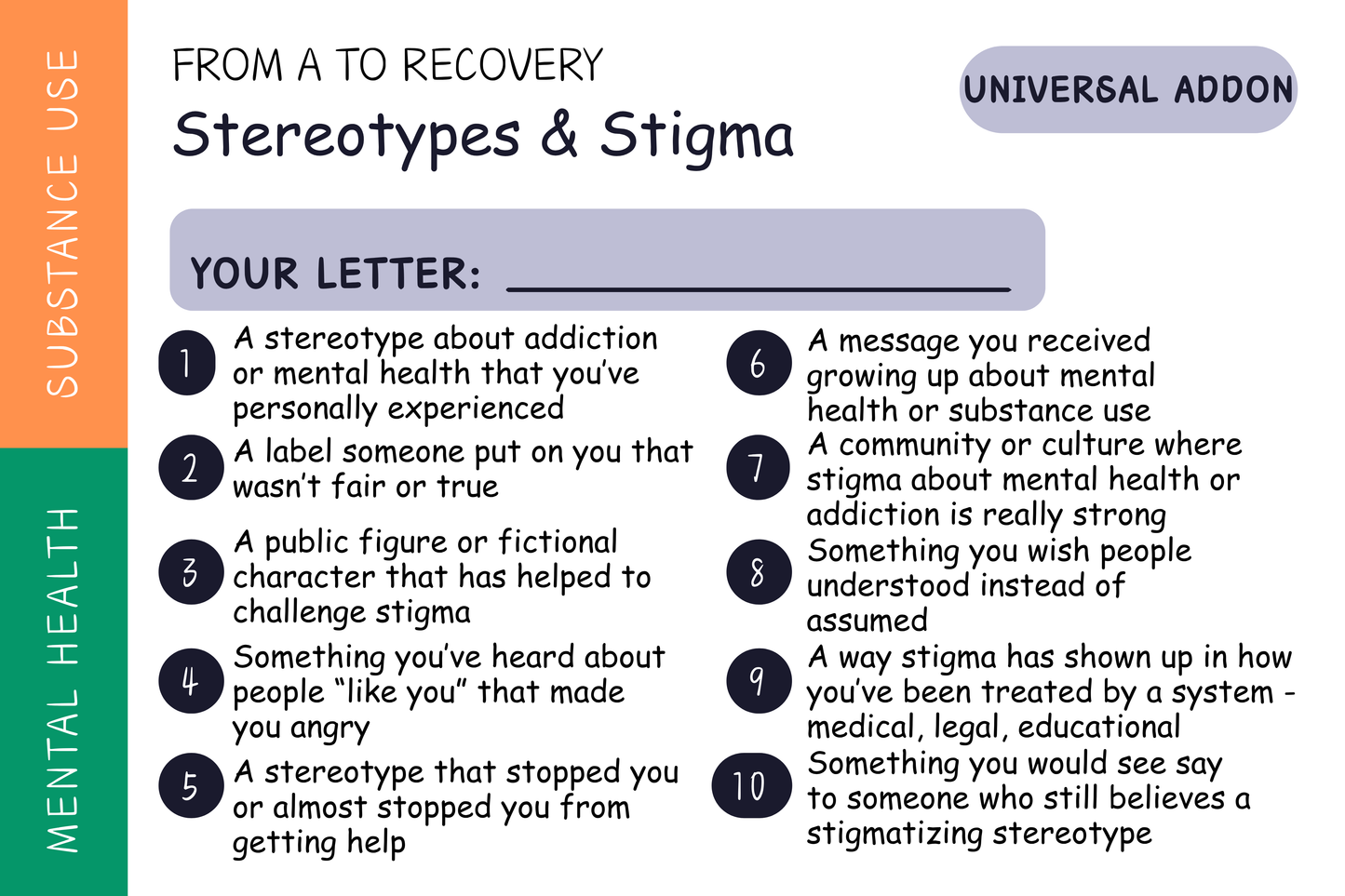 From A to Recovery — Stereotypes & Stigma Add-on (Universal)