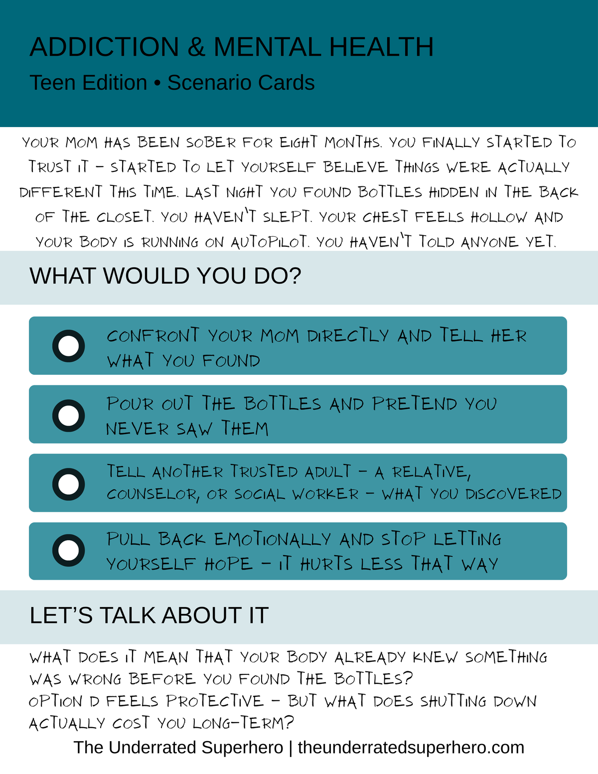 Scenario Cards — Addiction & Mental Health
