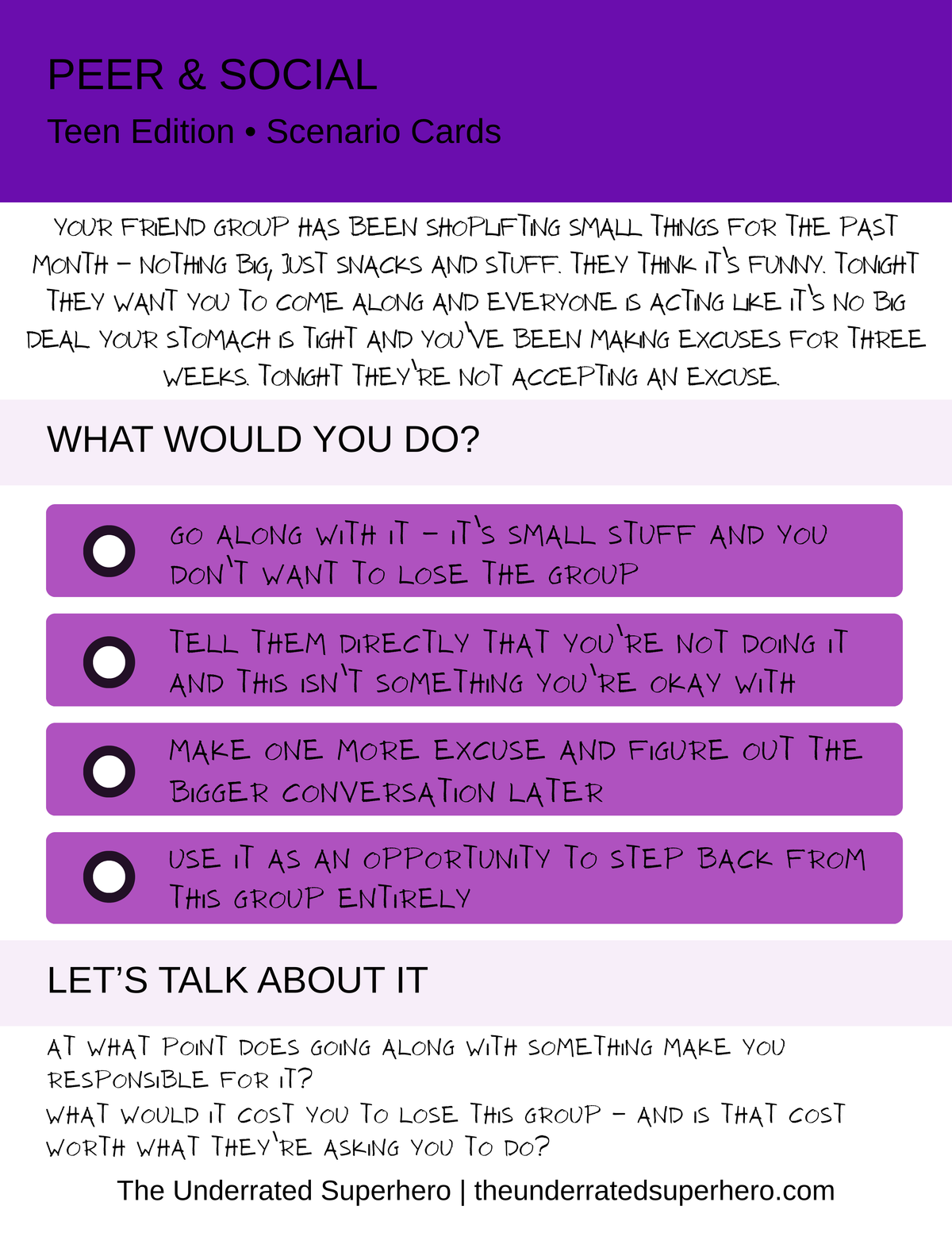 Scenario Cards — Peer & Social