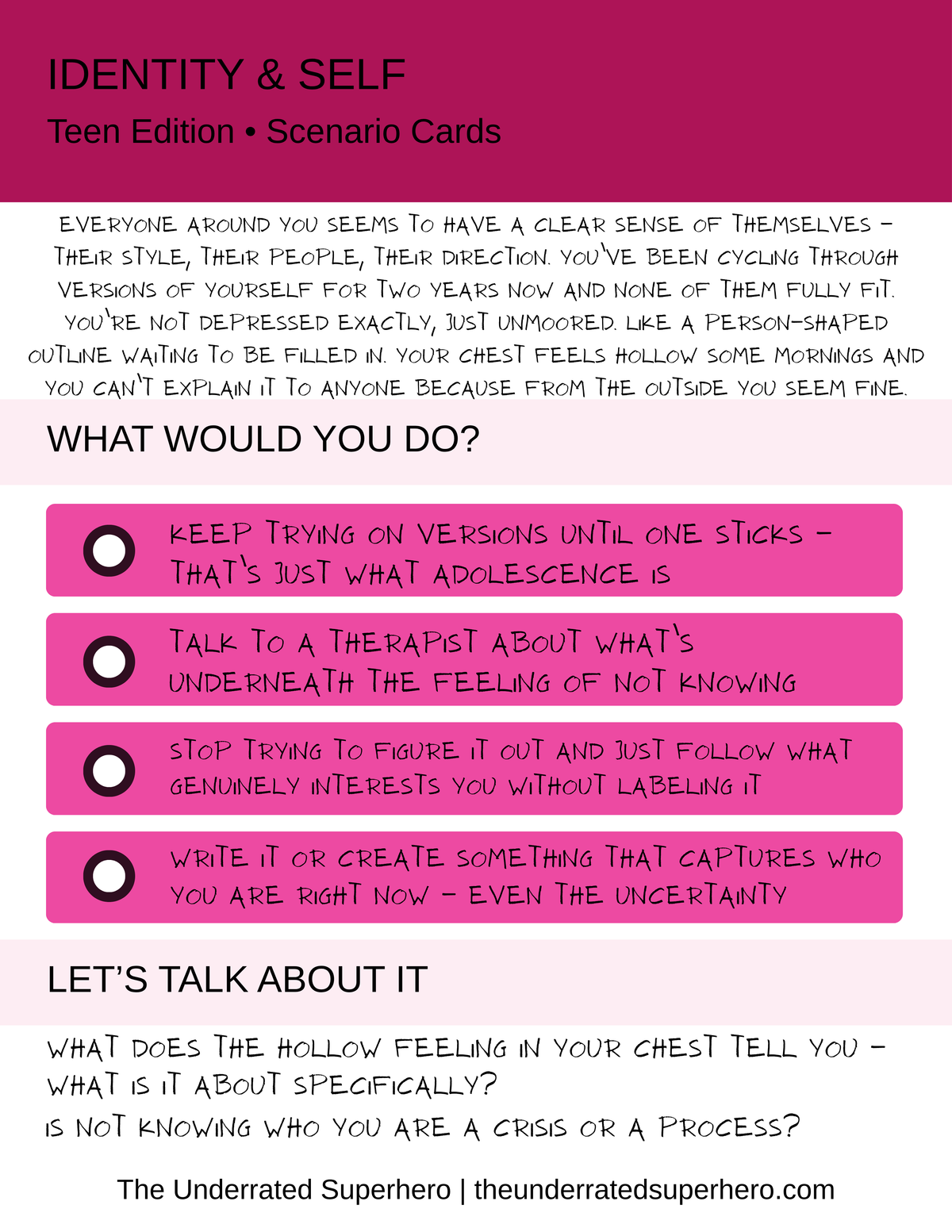 Scenario Cards — Identity & Self