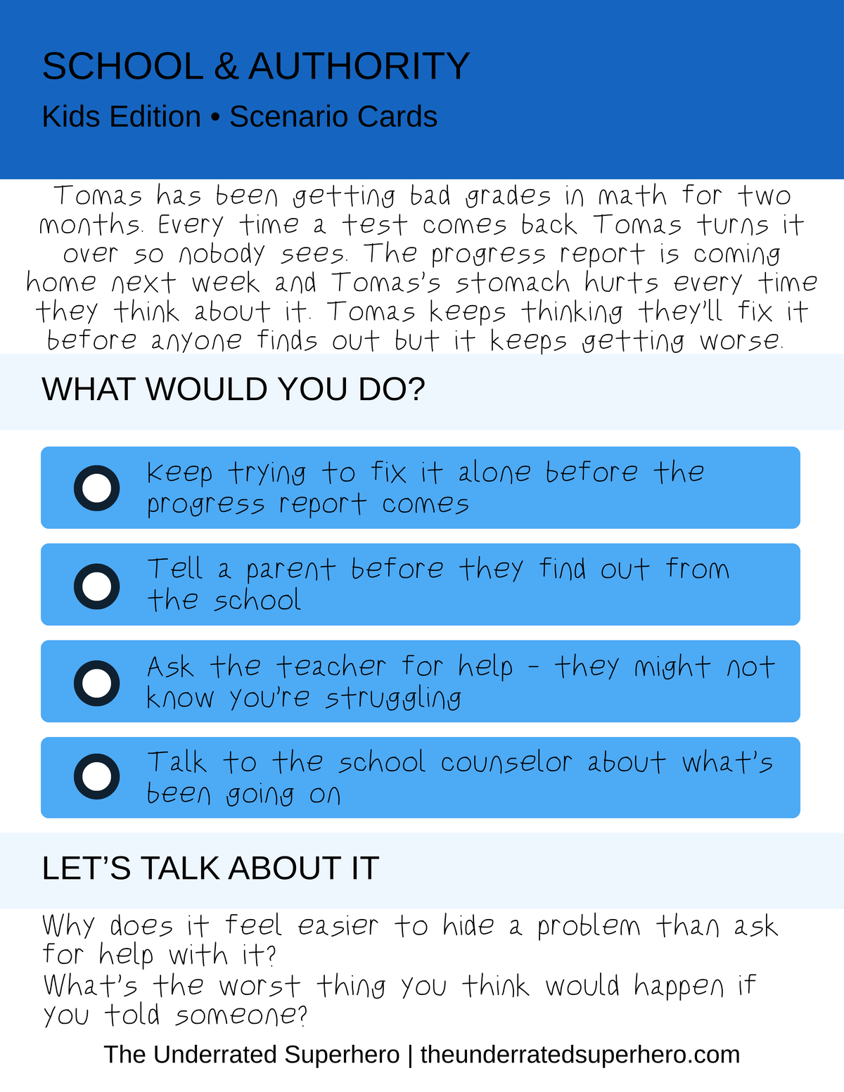 Scenario Cards — School & Authority