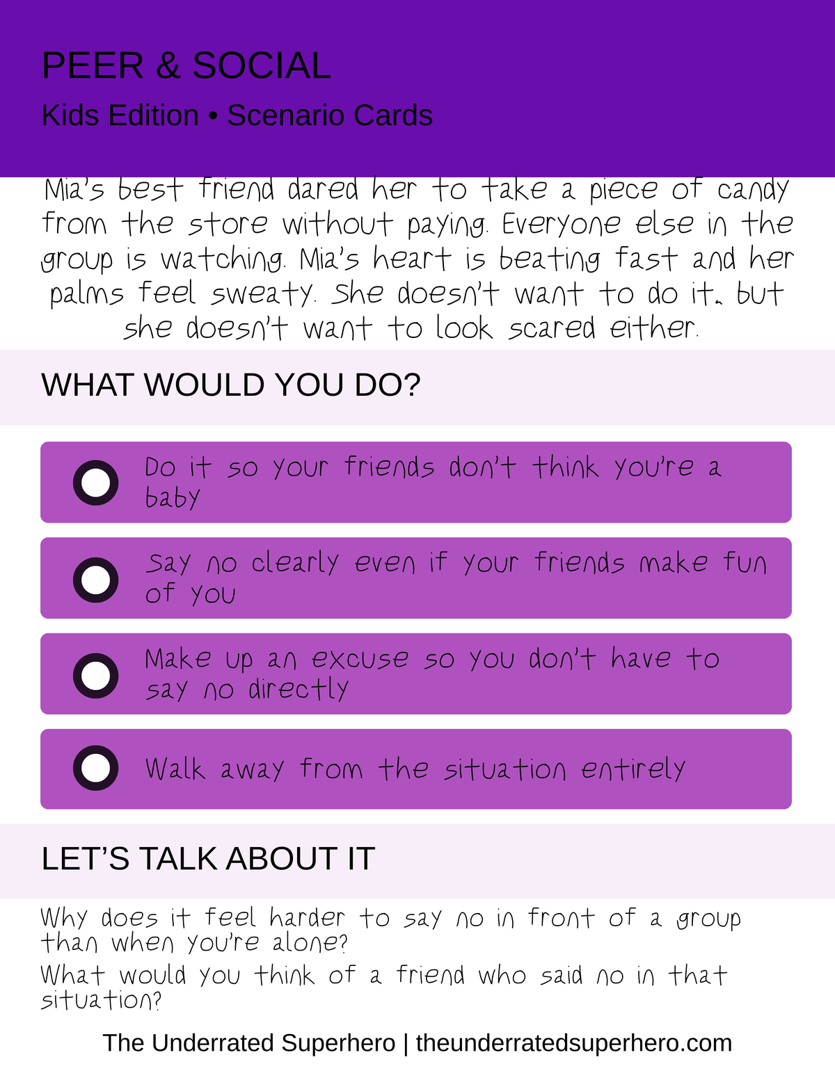 Scenario Cards — Peer & Social