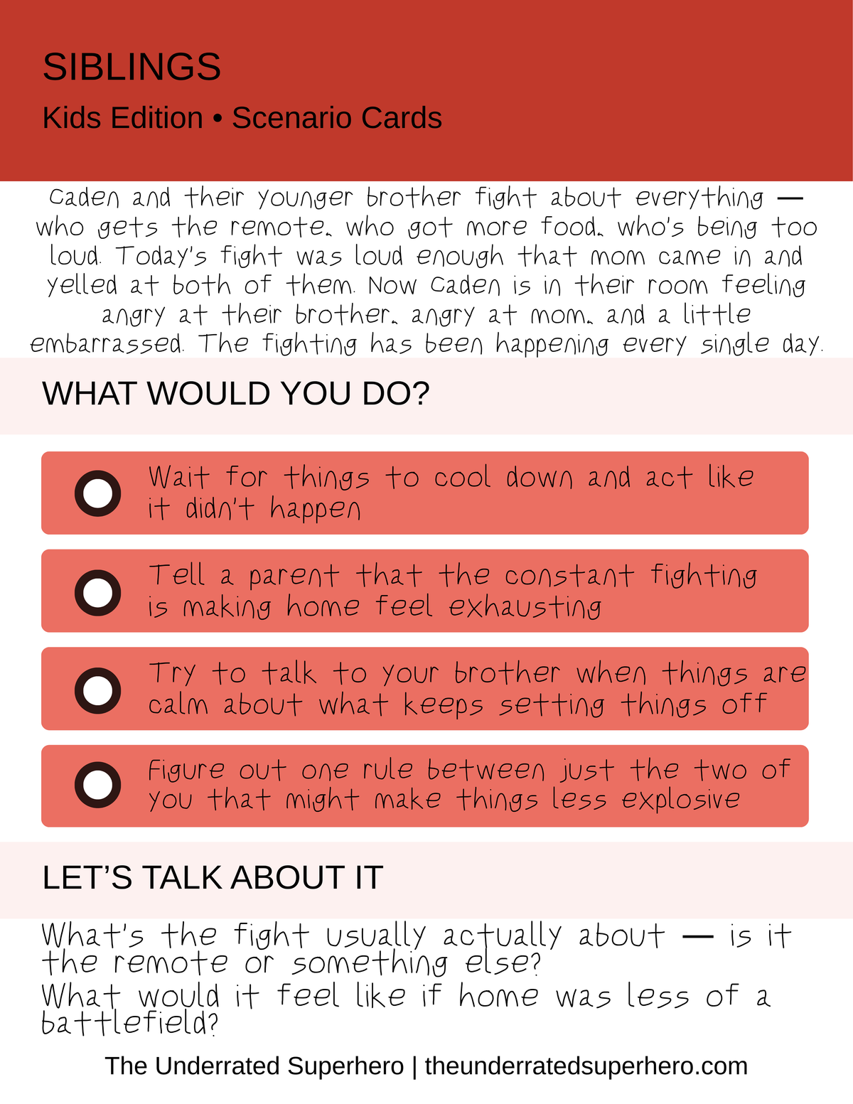 Scenario Cards — Siblings
