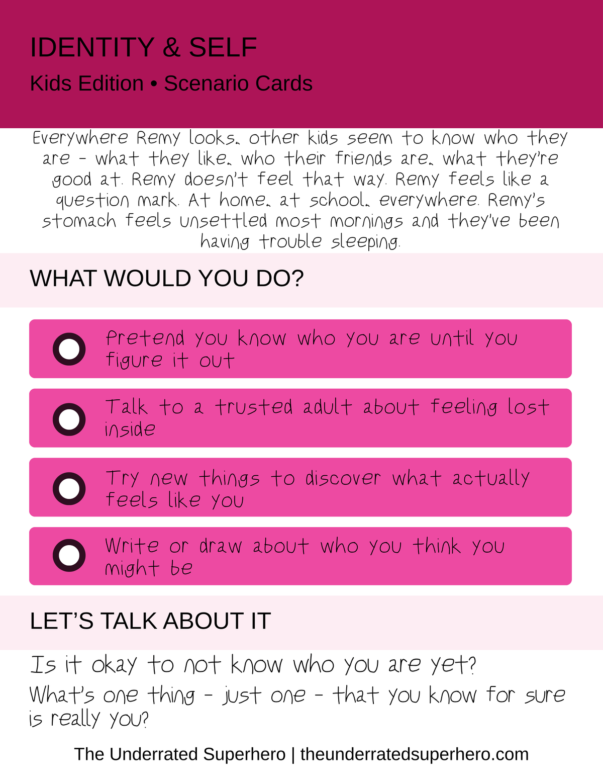 Scenario Cards — Identity & Self