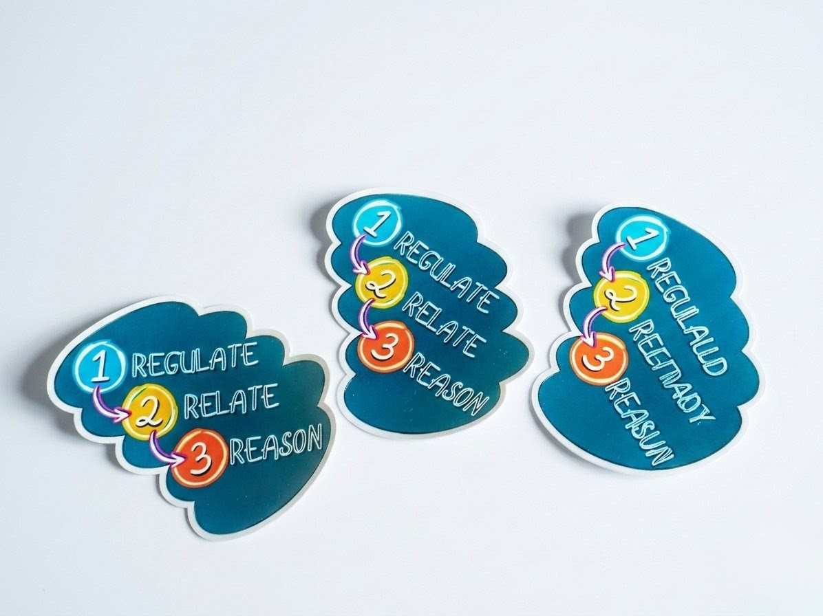 Regulate Sticker | 1. Regulate 2. Relate 3. Reason | DBR Sequence | Die-Cut