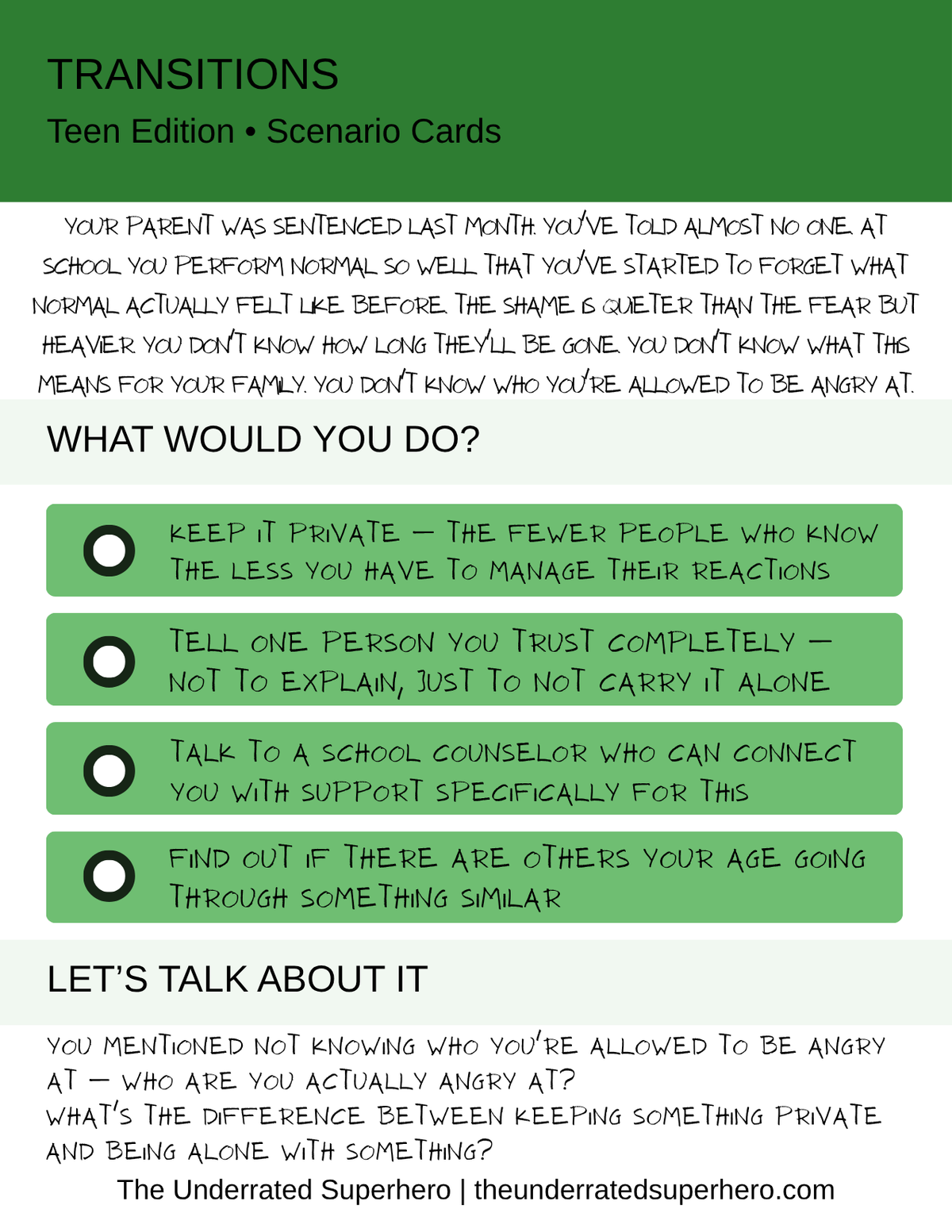 Scenario Cards — Transitions