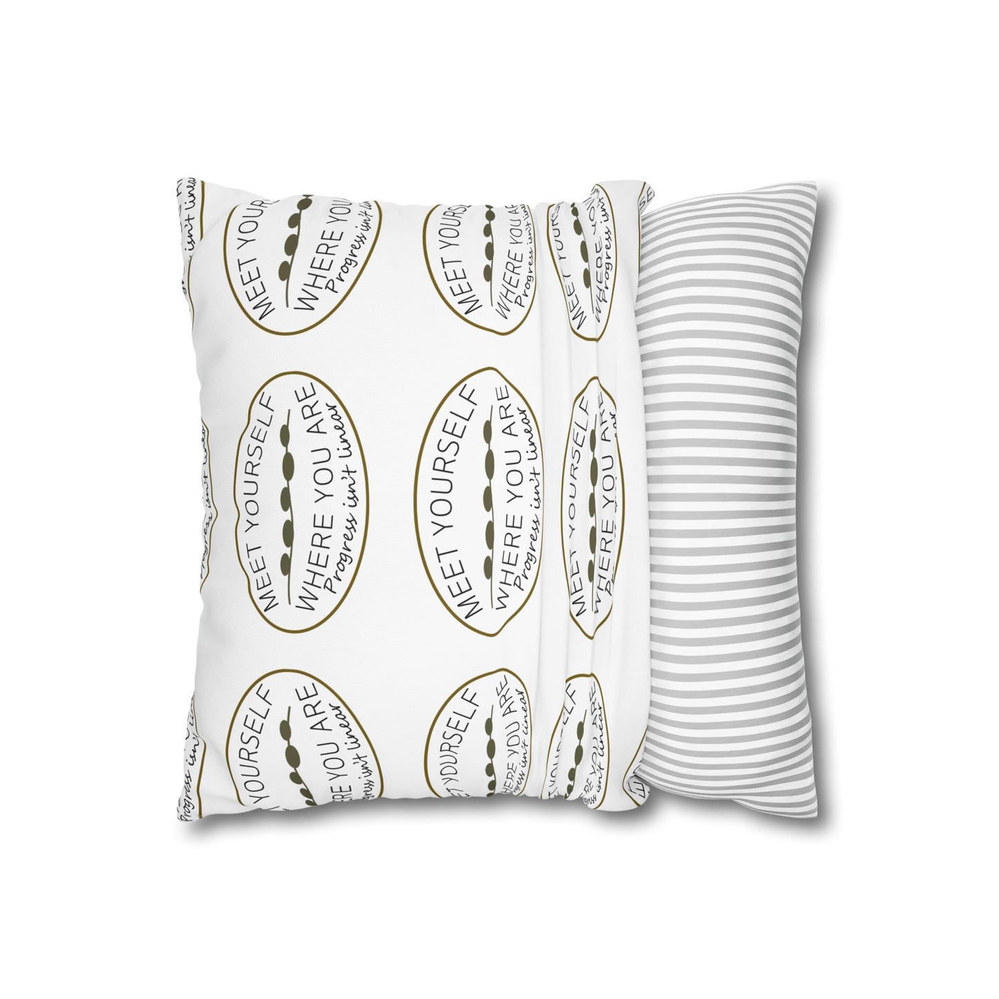 Meet Yourself Where You Are - Pattern Throw Pillow (Warm Gold)