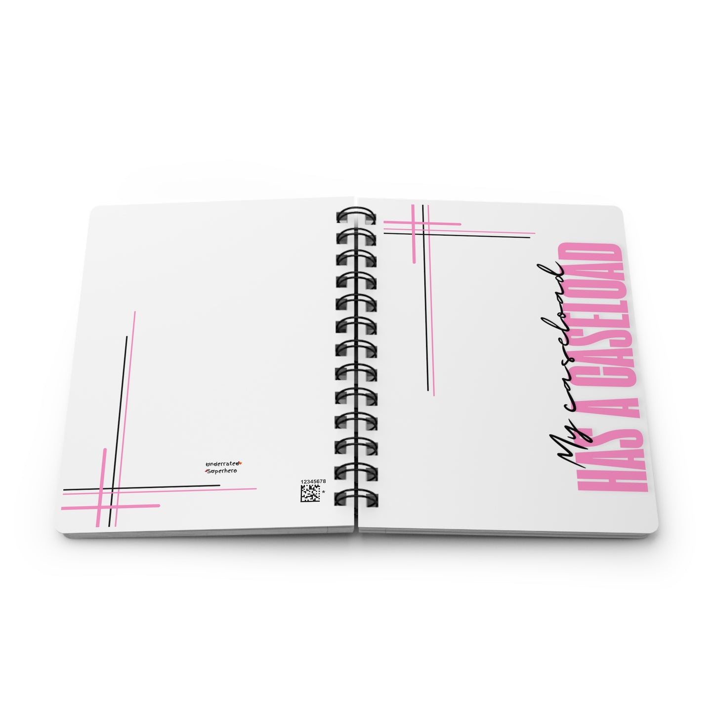 Spiral Journal for Counselors — "My Caseload Has a Caseload" | Pink Geometric
