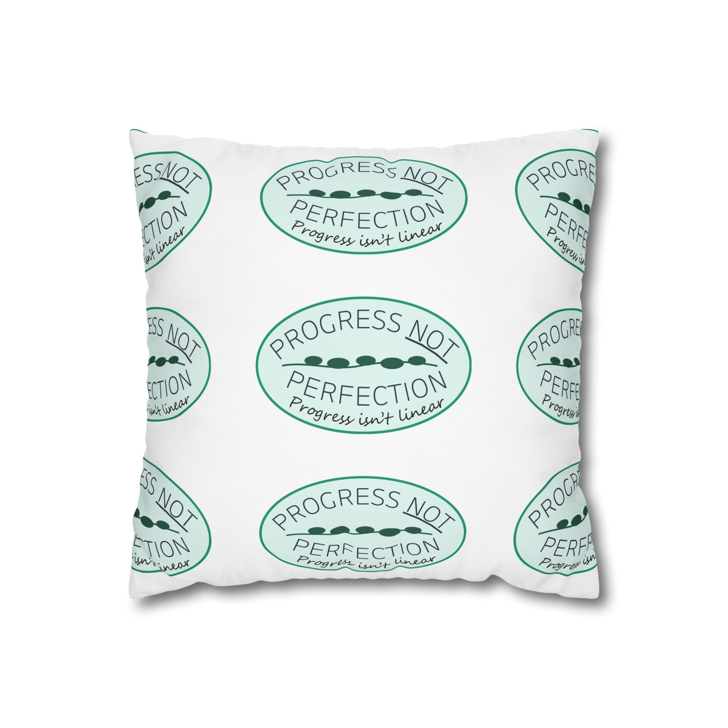Progress Not Perfection - Pattern Throw Pillow (Teal Green)