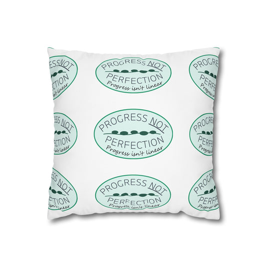 Progress Not Perfection - Pattern Throw Pillow (Teal Green)