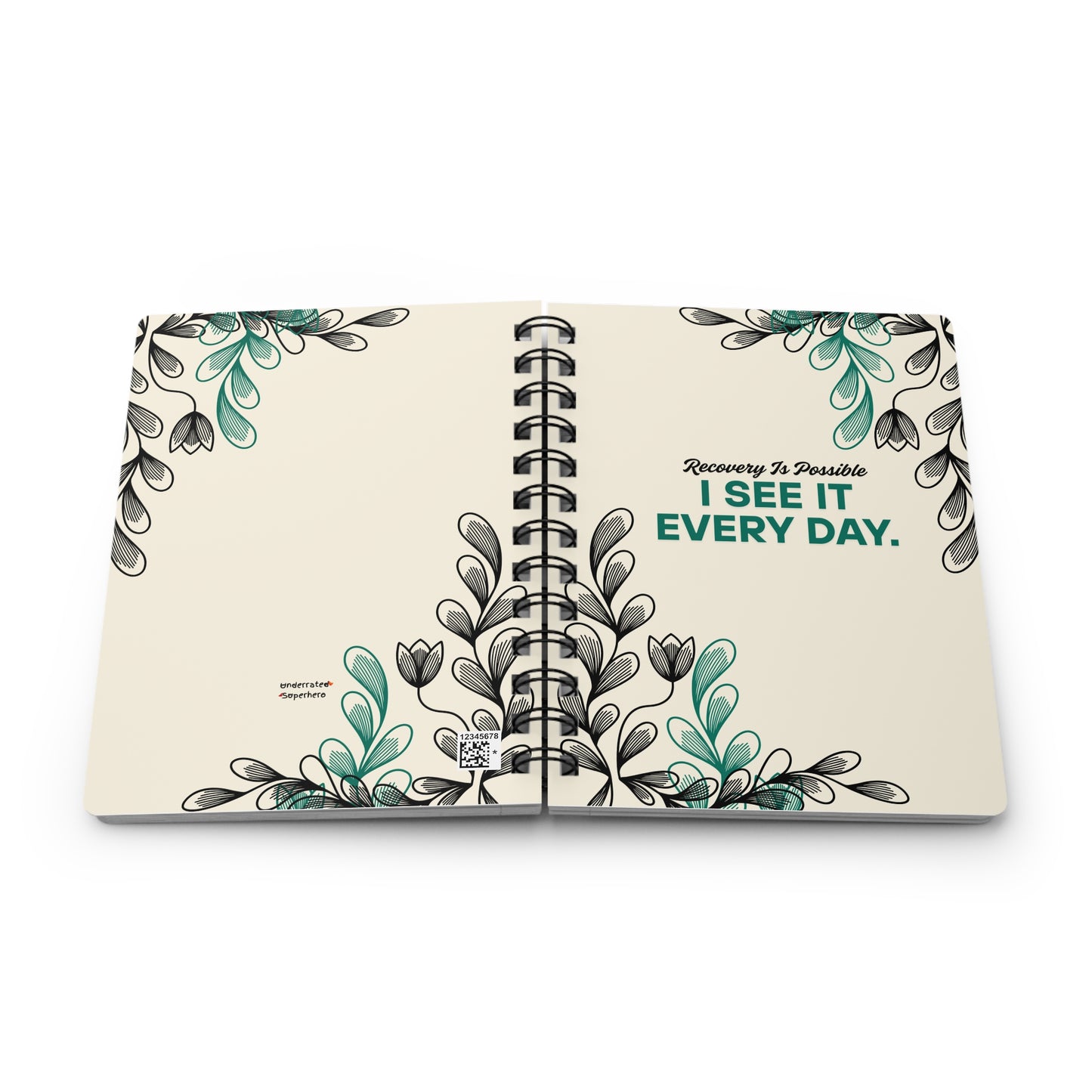 Recovery Affirmation Spiral Journal — "I See It Every Day" | Botanical Teal