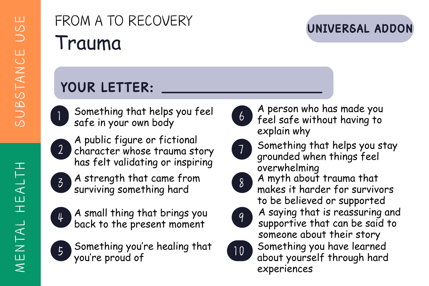 From A to Recovery — Trauma Add-on (Universal)