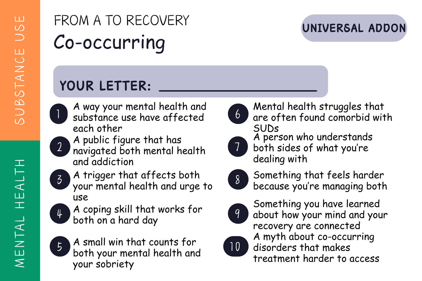 From A to Recovery — Co-occurring Add-on (Universal)