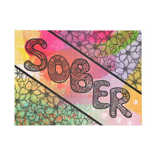 SOBER – Bold & Colorful Recovery Puzzle (Available in 252, 500, or 1000 Pieces)
