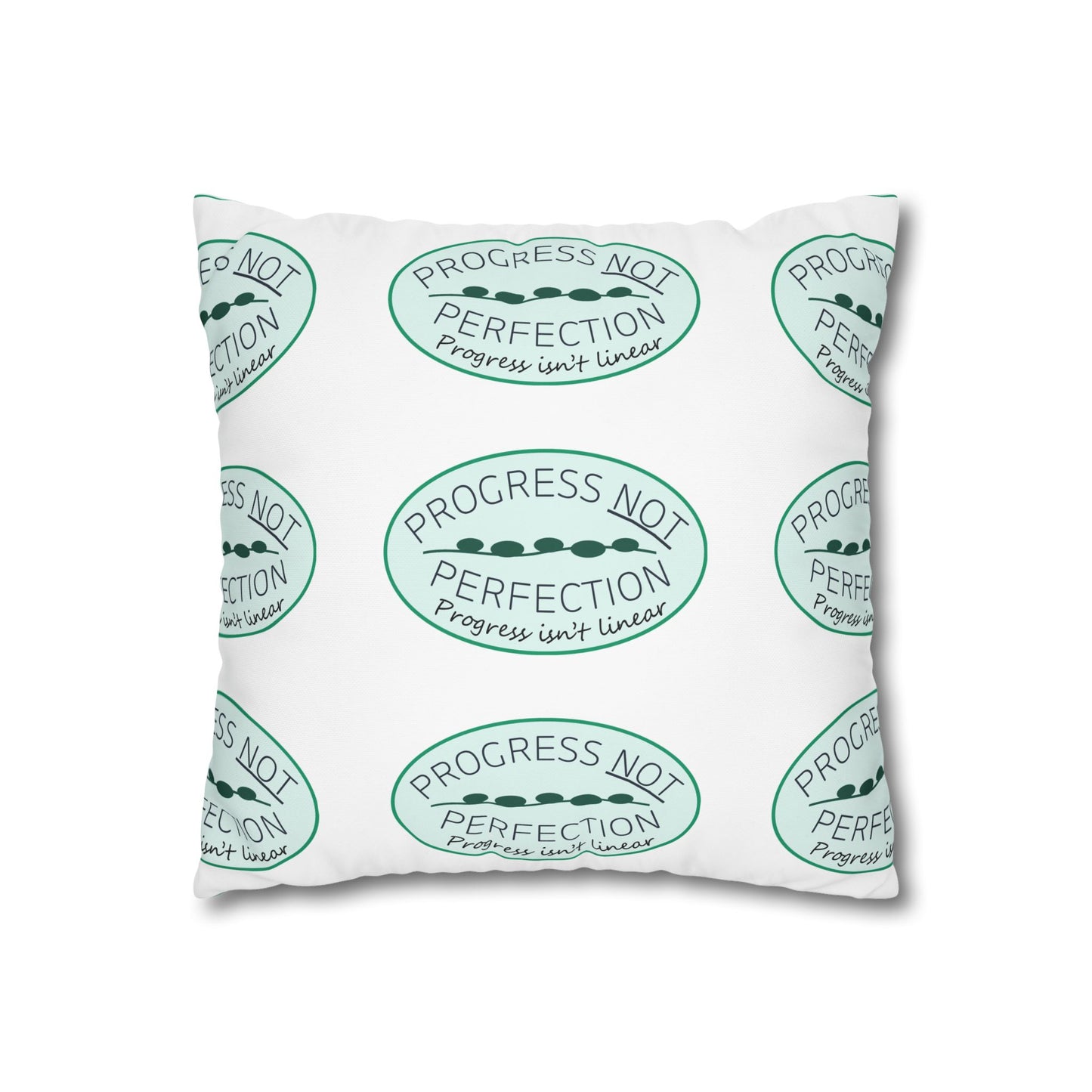 Progress Not Perfection - Pattern Throw Pillow (Teal Green)