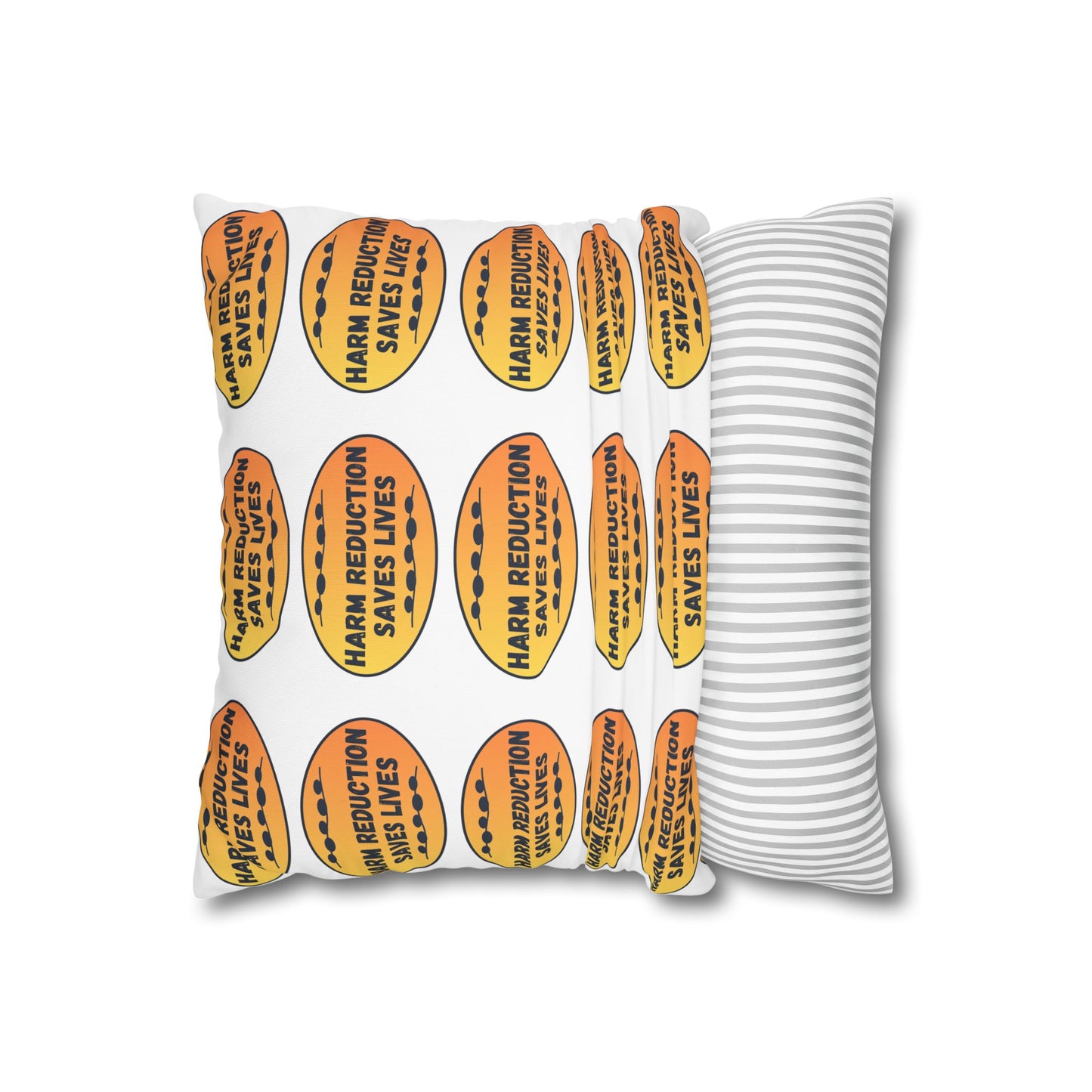 Harm Reduction Saves Lives - Pattern Throw Pillow (Bold Orange)