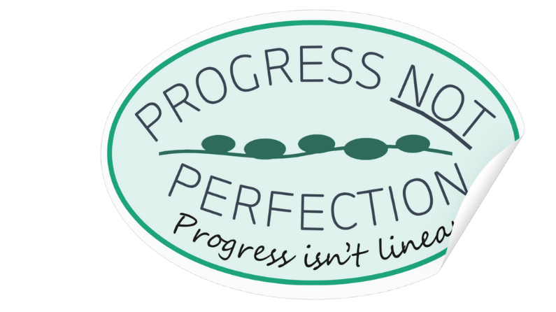 Progress Not Perfection Sticker - Oval (Teal Green)
