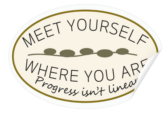 Meet Yourself Where You Are Sticker - Oval (Warm Gold)